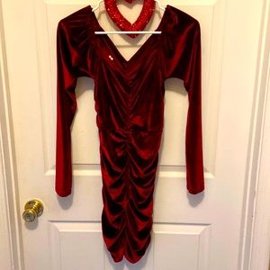 Red Shein mini dress long sleeves velvety soft